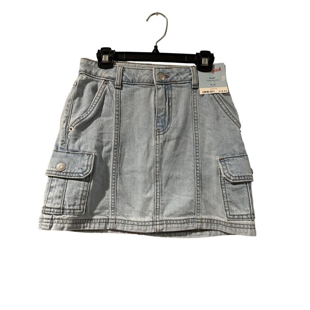Cat & Jack Girls Denim Cargo Adjustable Waist Denim Skirt Size M 8 NWT
